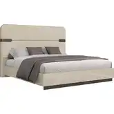 Paramount King Bed in High Gloss Beige Lacquer & Brown Metal